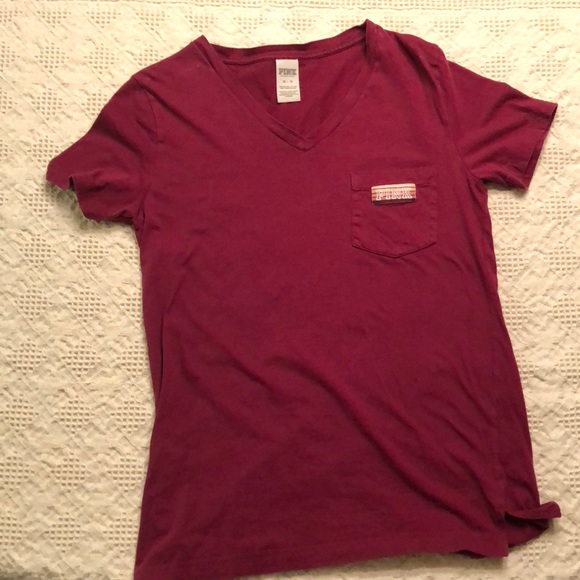 PINK Victoria's Secret Tops - Maroon Pink-brand T-shirt, xtra long